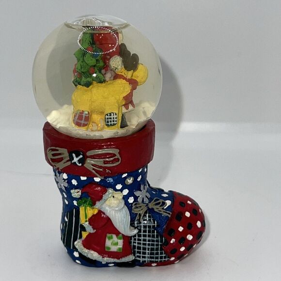 Mini Stocking Snow Globe,Santa Holding‎ Gingerbread House 3.25" - Picture 4 of 9